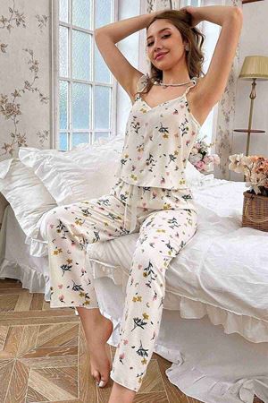 Özel Örme Kumaş Askılı Pijama Takımı