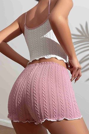 Özel Kumaş Askılı Şortlu Pijama Takımı