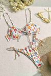 Alt Bağlamalı Çiçek Baskılı Bikini Takımı